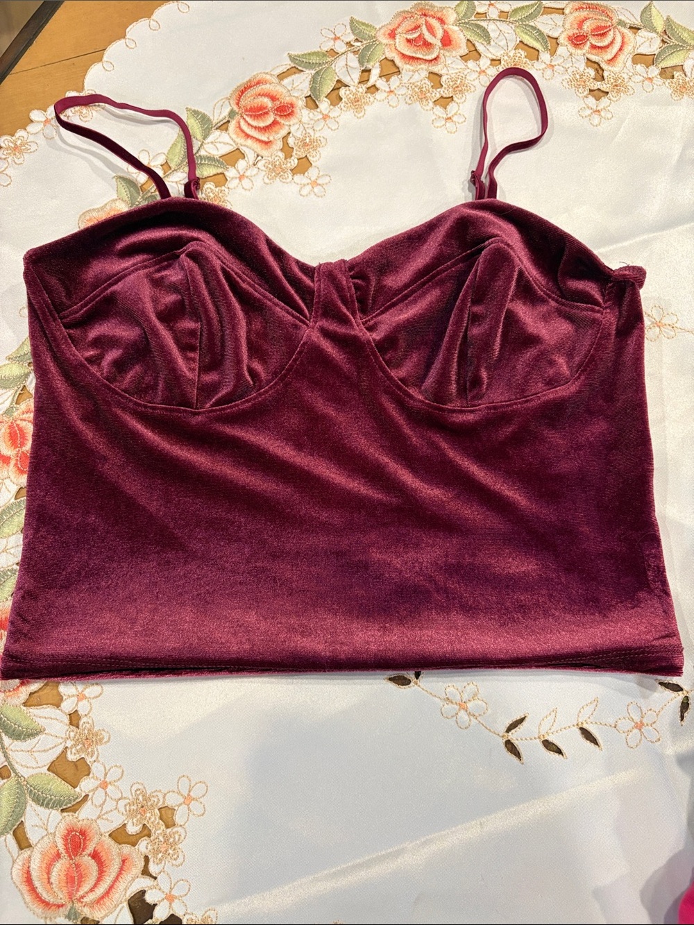 Velvet Bustier Cami — Burgundy